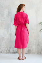 Load image into Gallery viewer, Chico Soleil Sheri embroidered plaited belt shirt dress Pink
