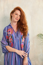Load image into Gallery viewer, Chico Soleil Bonita striped embroidered maxi dress Blue Purple

