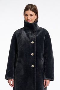 Rino & Pelle Cilou Faux fur high collar coat Deep Iron