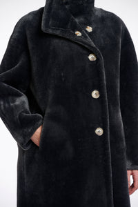 Rino & Pelle Cilou Faux fur high collar coat Deep Iron