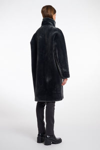 Rino & Pelle Cilou Faux fur high collar coat Deep Iron