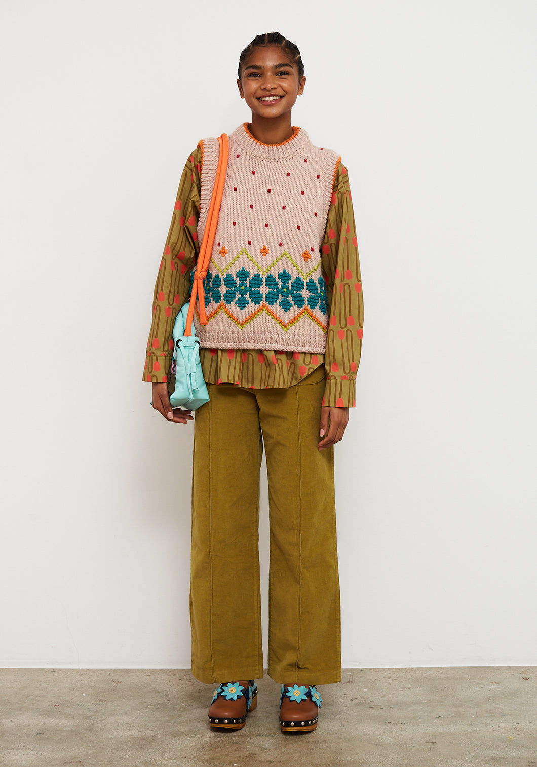 Dr Bloom Jumpy intarsia knit vest Nude
