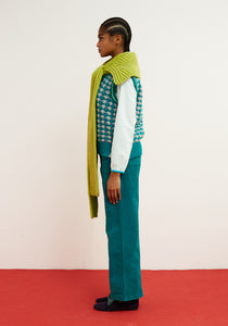 Dr Bloom Chaleco Criss Cross intarsia vest Turquoise