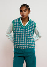 Load image into Gallery viewer, Dr Bloom Chaleco Criss Cross intarsia vest Turquoise
