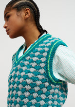 Load image into Gallery viewer, Dr Bloom Chaleco Criss Cross intarsia vest Turquoise
