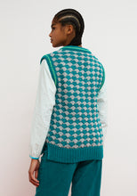 Load image into Gallery viewer, Dr Bloom Chaleco Criss Cross intarsia vest Turquoise
