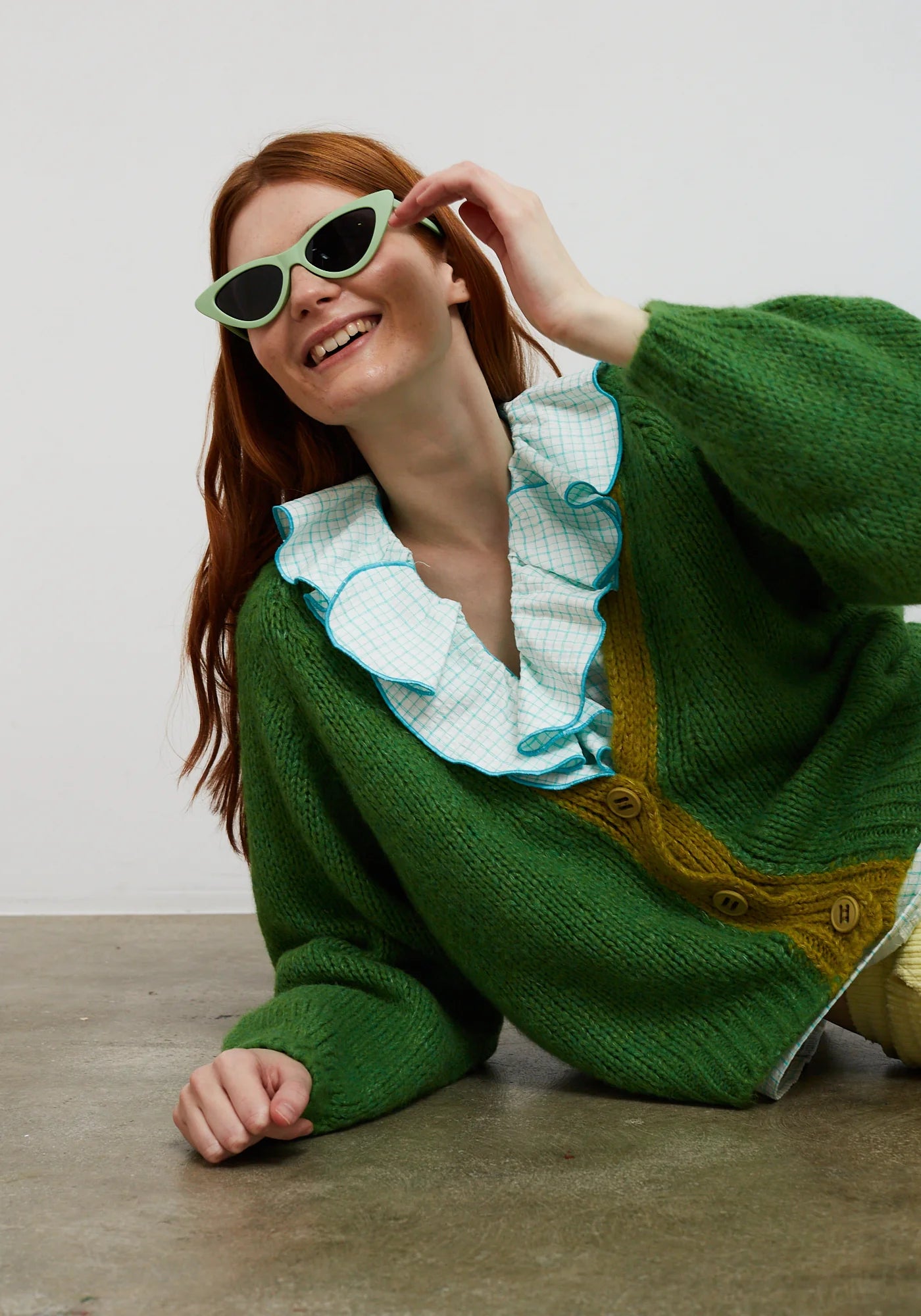 Vallee lys Petal Bloom Cardigan グリーン Dr.Bloom Cocoon cosy cardigan Verde – CW CW
