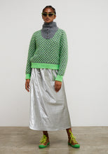 Load image into Gallery viewer, Dr Bloom Optimist button funnel neck knit Gris green
