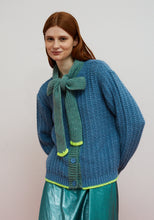 Load image into Gallery viewer, Dr. Bloom Grace scarf detail cardigan Azul

