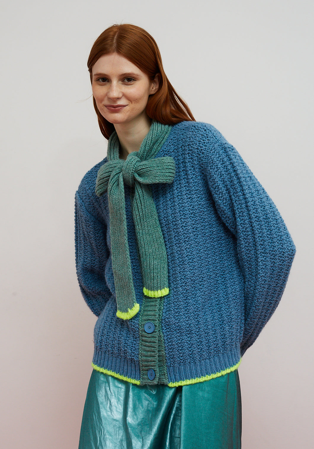 Dr. Bloom Grace scarf detail cardigan Azul