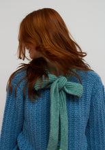 Load image into Gallery viewer, Dr. Bloom Grace scarf detail cardigan Azul
