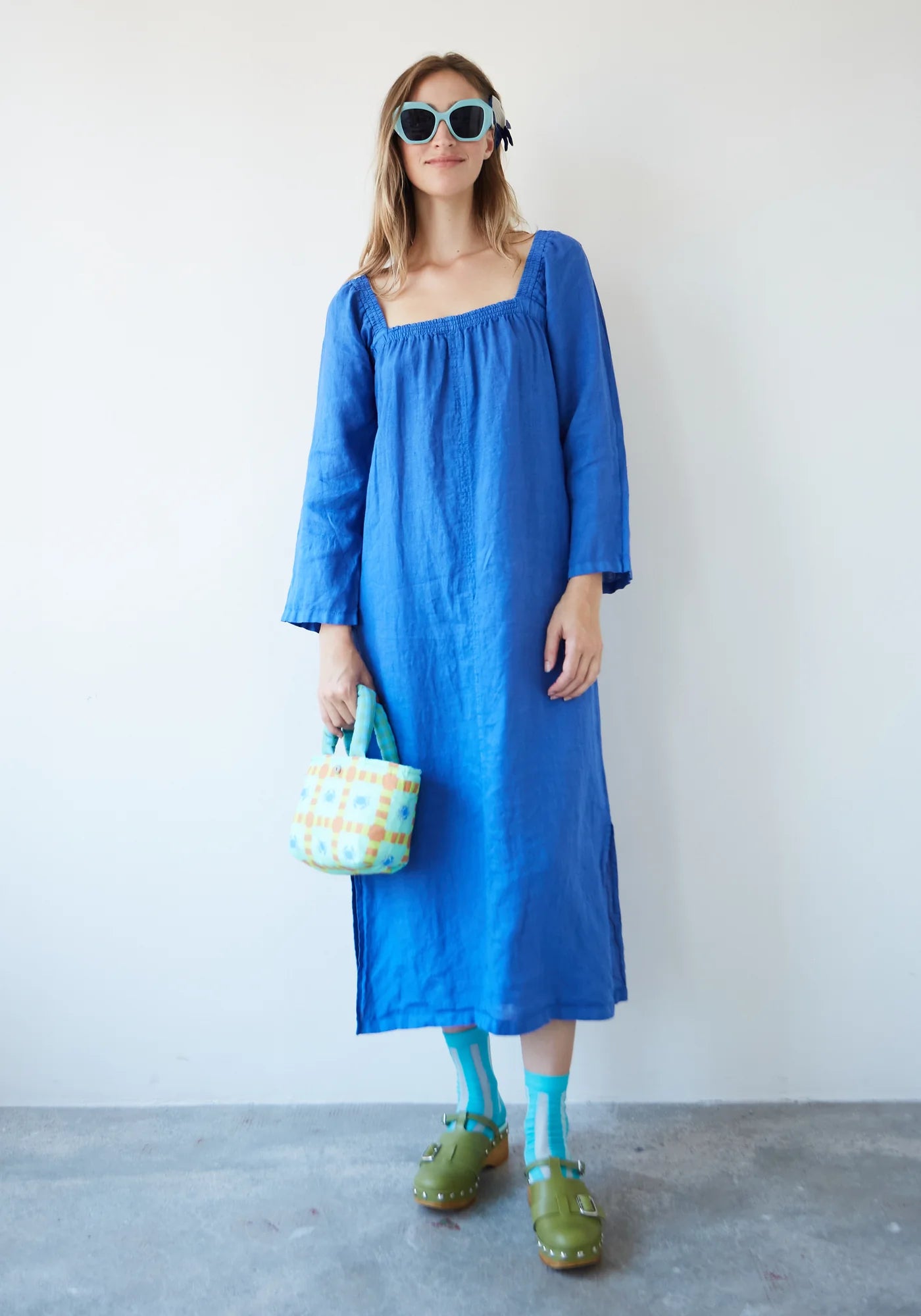 chinese dress ladies Violet Bloom Linen Midi Dress main image 0