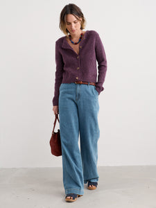 Seasalt Dawson pick cardigan merino Grape