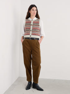 Seasalt Dawson pick fairisle vest Zig Zag Geo Aran Red Sail