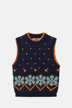 Load image into Gallery viewer, Dr Bloom Jumpy intarsia knit vest Azul
