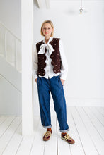 Load image into Gallery viewer, Bonté Estelle embroidered &amp; scallop edge gilet Chocolate
