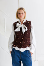 Load image into Gallery viewer, Bonté Estelle embroidered &amp; scallop edge gilet Chocolate
