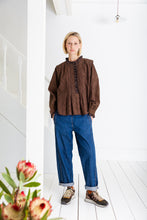 Load image into Gallery viewer, Bonté Etienne scallop frill detail check shirt Midnight Tan
