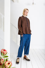 Load image into Gallery viewer, Bonté Etienne scallop frill detail check shirt Midnight Tan
