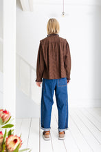 Load image into Gallery viewer, Bonté Etienne scallop frill detail check shirt Midnight Tan
