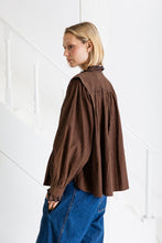 Load image into Gallery viewer, Bonté Etienne scallop frill detail check shirt Midnight Tan
