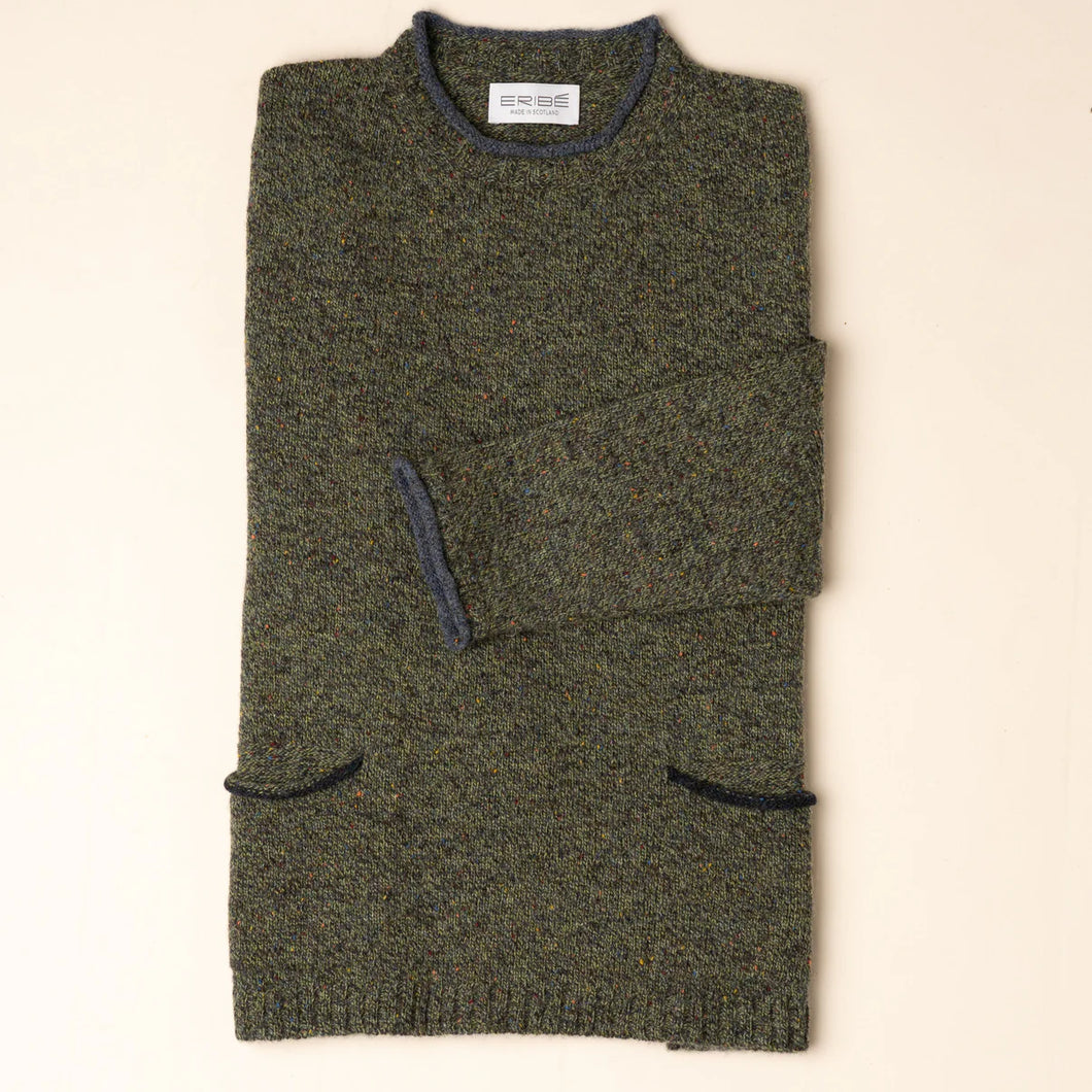 Eribe Tweed nep merino wool  sweater Pine