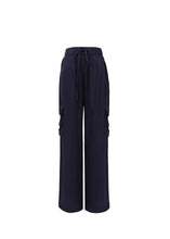 Load image into Gallery viewer, FRNCH Nouma satin cargo trousers Bleu Marine
