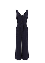 Load image into Gallery viewer, FRNCH Laurena jacquard sleeveless jumpsuit Bleumarine

