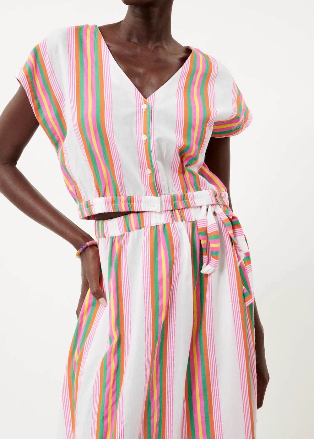 FRNCH Adelie striped blouse Neon White