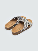 Load image into Gallery viewer, Nice Things Printed bio cross front sandal Navy
