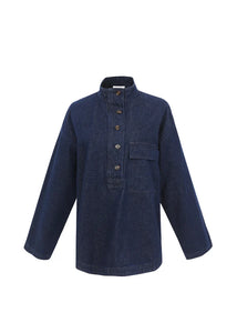 FRNCH Solaine utilitarian work shirt Denim Blue