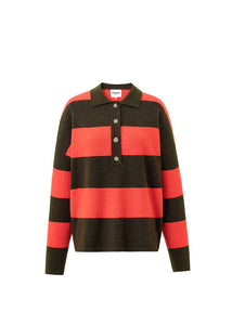 FRNCH Akiko striped knit shirt Orange Khaki