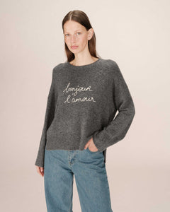 Grace & Mila Saints slogan knit Anthracite