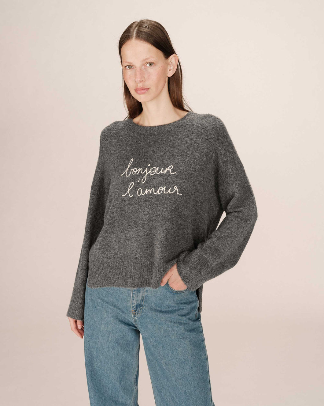 Grace & Mila Saints slogan knit Anthracite
