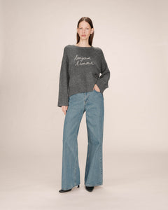 Grace & Mila Saints slogan knit Anthracite