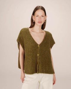 Grace & Mila Savant loose fit knit waistcoat Olive