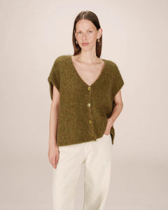 Grace & Mila Savant loose fit knit waistcoat Olive