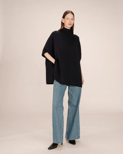 Grace & Mila Saison knit poncho Marine