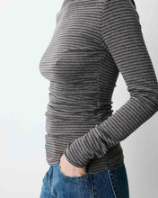 Load image into Gallery viewer, Grace &amp; Mila Aralee ruched waist top Anthracite Stripe
