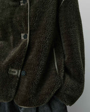Load image into Gallery viewer, Grace &amp; Mila Amelio faux fur coat with oversized button Khaki
