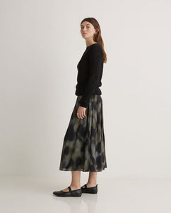 Yerse Blurry watercolour print skirt Khaki