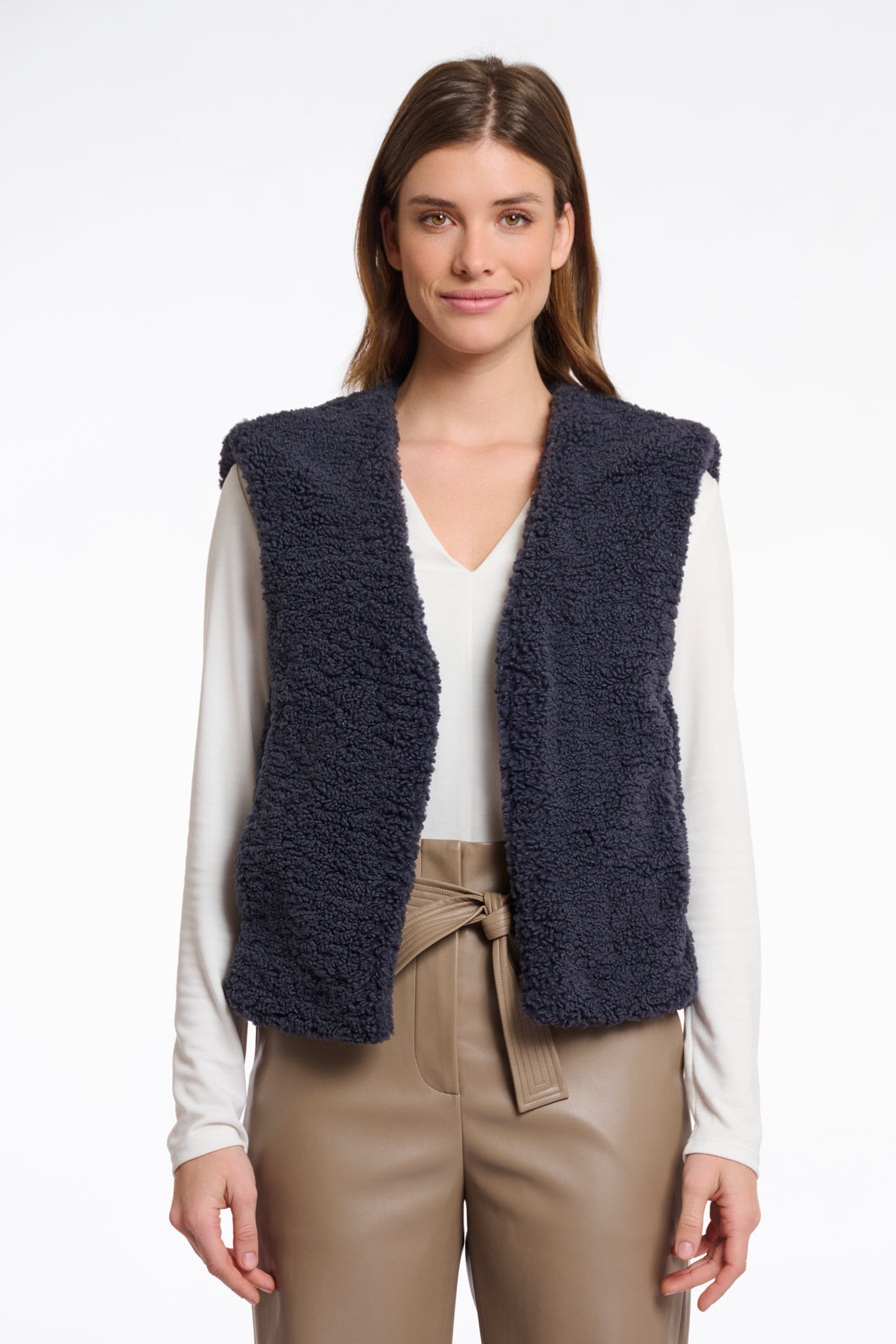 Rino & Pelle Frencie cropped teddy waistcoat Night Grey