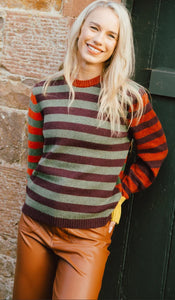 Eribe Stobo merino wool stripe reversible sweater Harissa