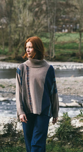 Eribe Montrose merino wool cowl neck loose sweater Oban Sky