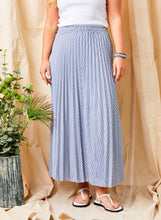 Load image into Gallery viewer, Suzy D Godiva pleated maxi skirt Ticking Stripe Blue - CW CW 
