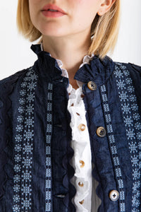 Bonté Gwen brocade and embroidery gilet Dark Denim