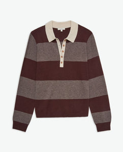 Yerse Striped knit rugby knit Chocolate Bordeaux