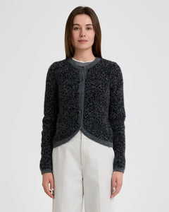 Yerse Leo animal jacquard cardigan Grey Leopard