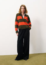 Load image into Gallery viewer, FRNCH Akiko striped knit shirt Orange Khaki
