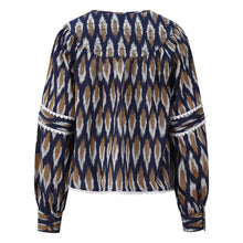 Load image into Gallery viewer, One Collective Averno quilted yoke blouse Maritime Blue Diamond
